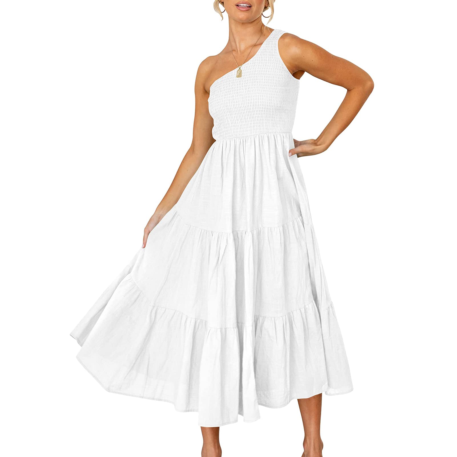 Ejoyous Women's Floral Print V-Neck Flutter Sleeve Button Front Ruffle Hem Dress - Casual Summer Dress for Beach, Party & Everyday Wear