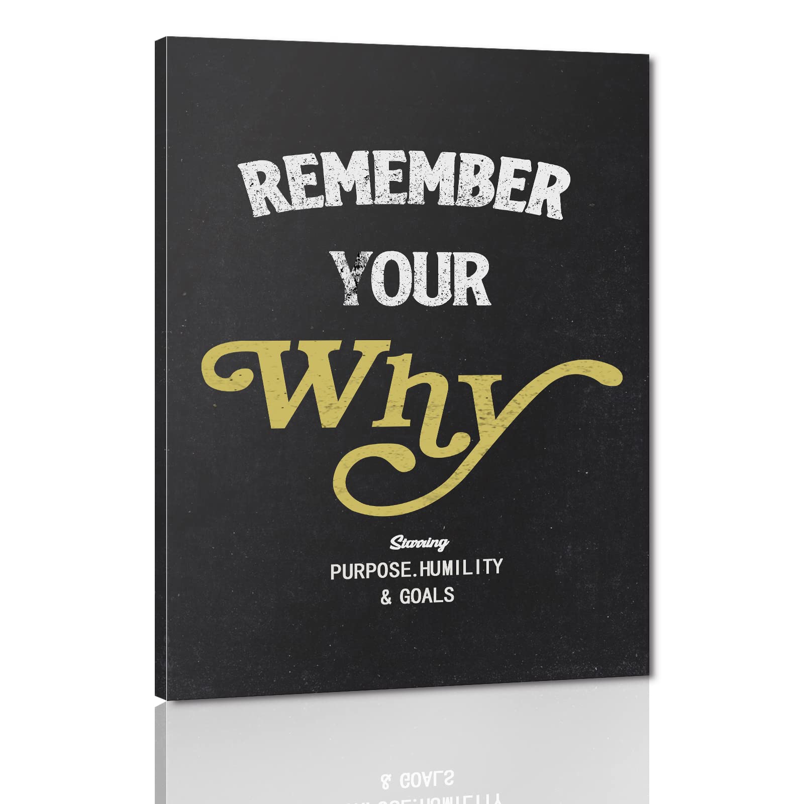 Inspirational Office Wall Art - 'Remember Your Why' Motivational Quotes for Goals & Humility, Black & White Framed Canvas Print (18x24 in) - Perfect for Office, Classroom, or Home Decor, Ready to Hang