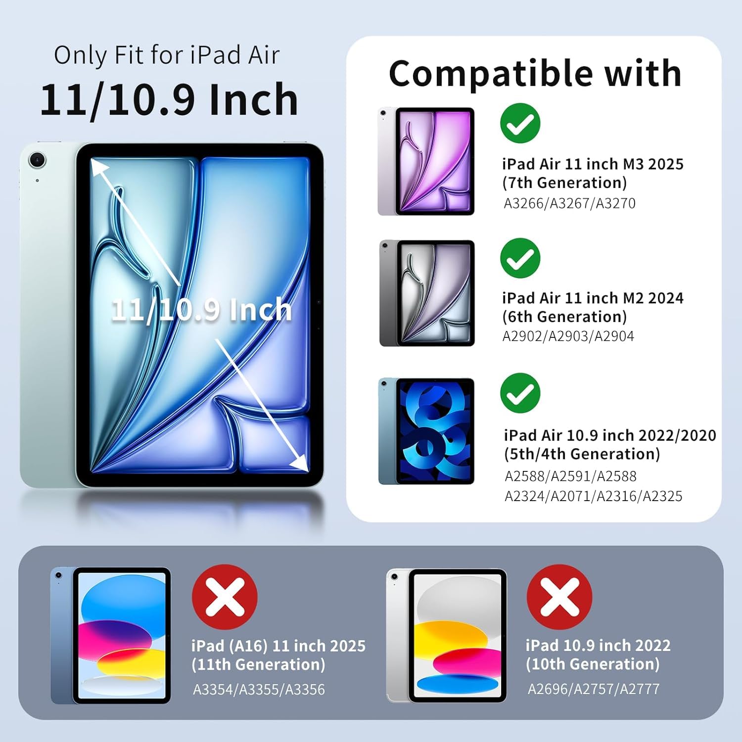 BMOUO Shockproof Kids Case for iPad Air 11-inch M3 (2025) & M2 (2024), iPad Air 5th Gen (2022) & 4th Gen (2020) 10.9