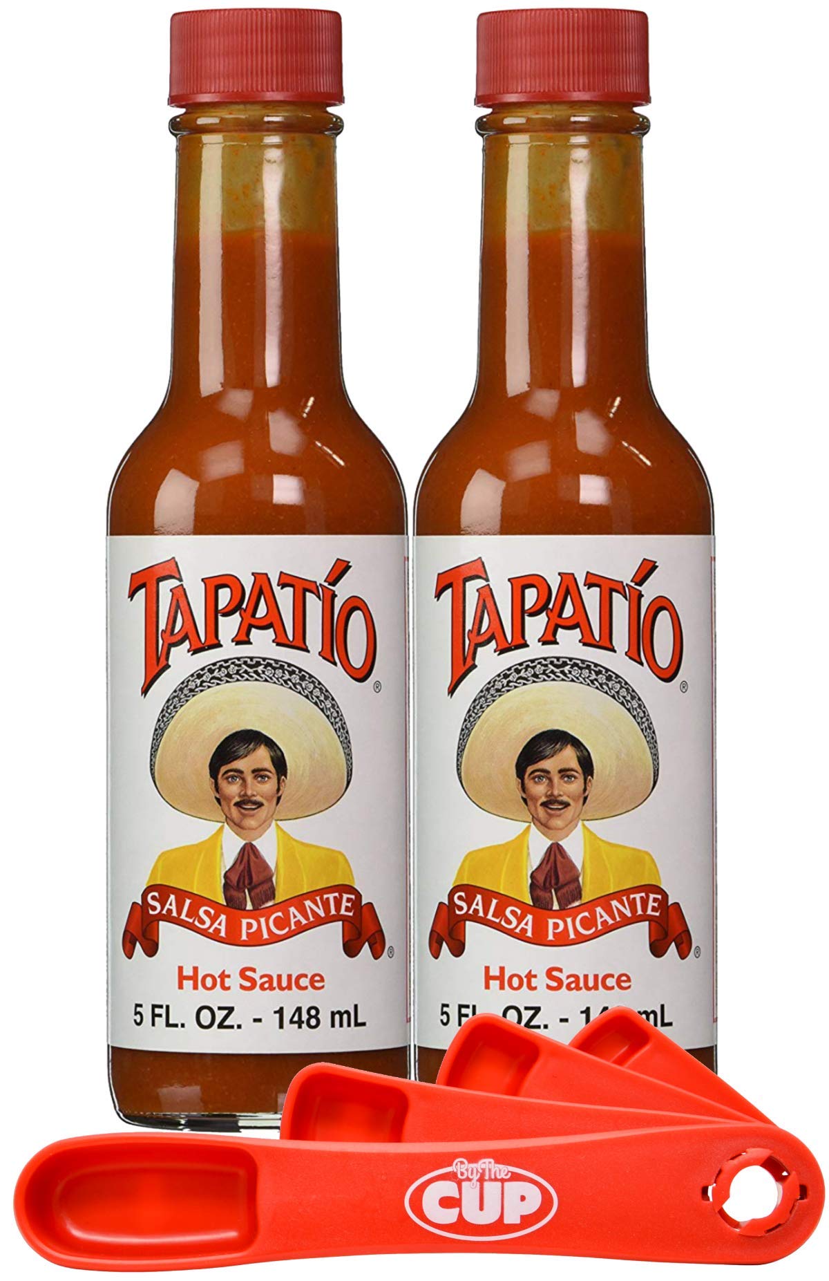 Tapatio Hot Sauce - 5oz Bottle (Pack of 2) | Authentic Mexican Salsa Picante | Perfect for Tacos, Burritos & Nachos | Includes Free Measuring Spoons