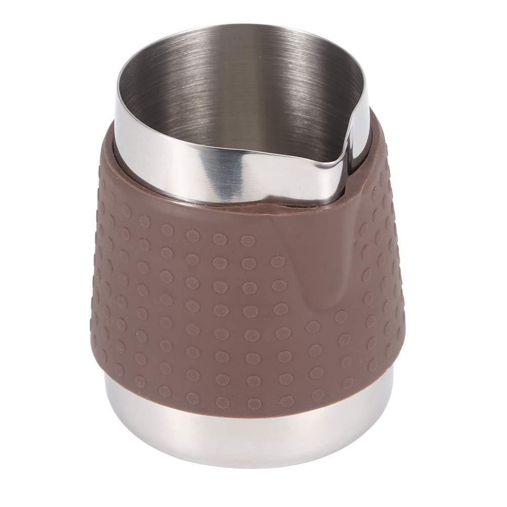 Insulated 350ml Coffee Frothing Pitcher - Stainless Steel Milk Frother for Latte, Cappuccino & Hot Chocolate - Perfect for Home Baristas & Coffee Lovers (Brown) - Ideal for Kitchen Use & Coffee Making at Home