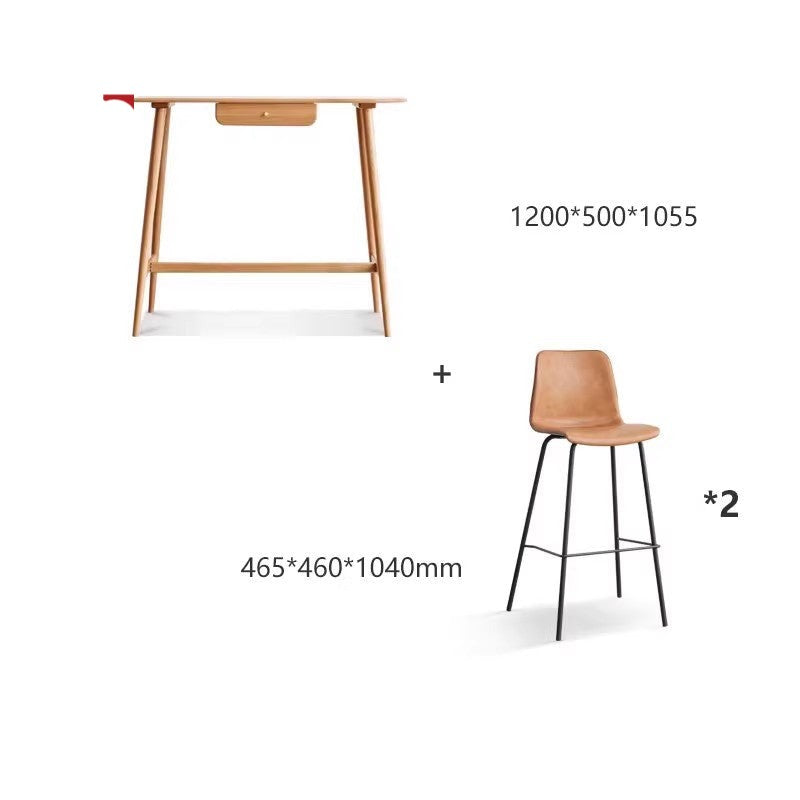 Solid Oak and Cherry Wood Bar Table - Rustic Pub Style Counter Height Table for Kitchen, Dining Room, or Home Bar Decor