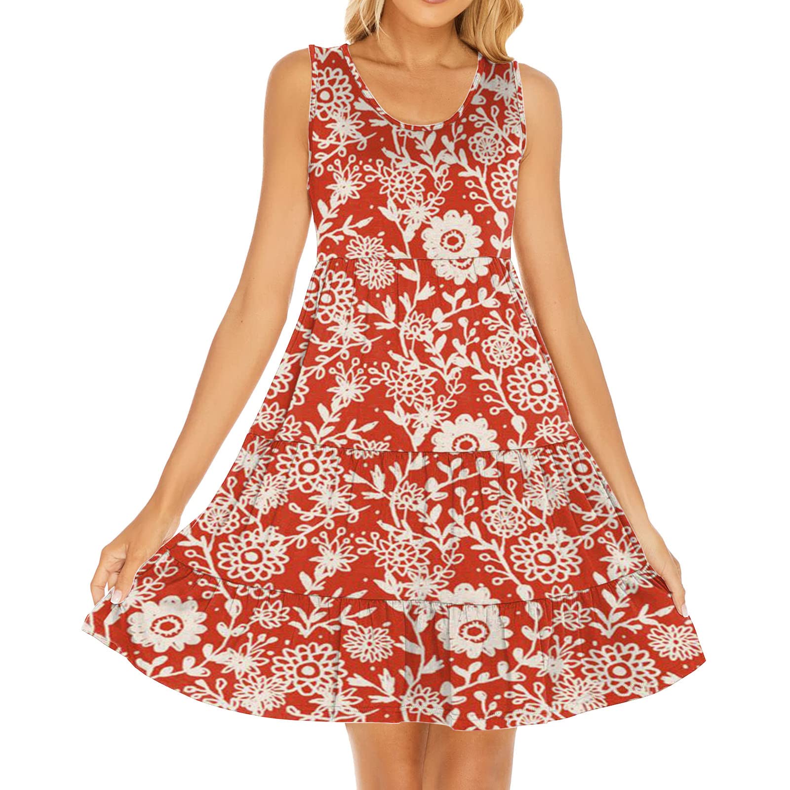 Mortilo Women's Tank Dress - Cute Scoop Neck Sleeveless Tiered Mini Dress | Flowy Casual Summer & Work Dress for Women | Perfect for Beach, Office, and Date Nights