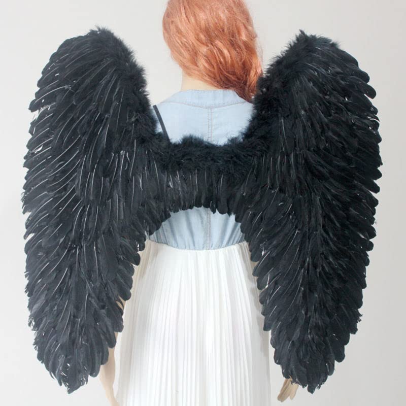 60x60cm Feather Wings for Angel & Demon Costume - Role Play, Dance Party, Cosplay, Masquerade & Stage Show Accessories - Perfect for Halloween, Cosplay Events & Themed Parties