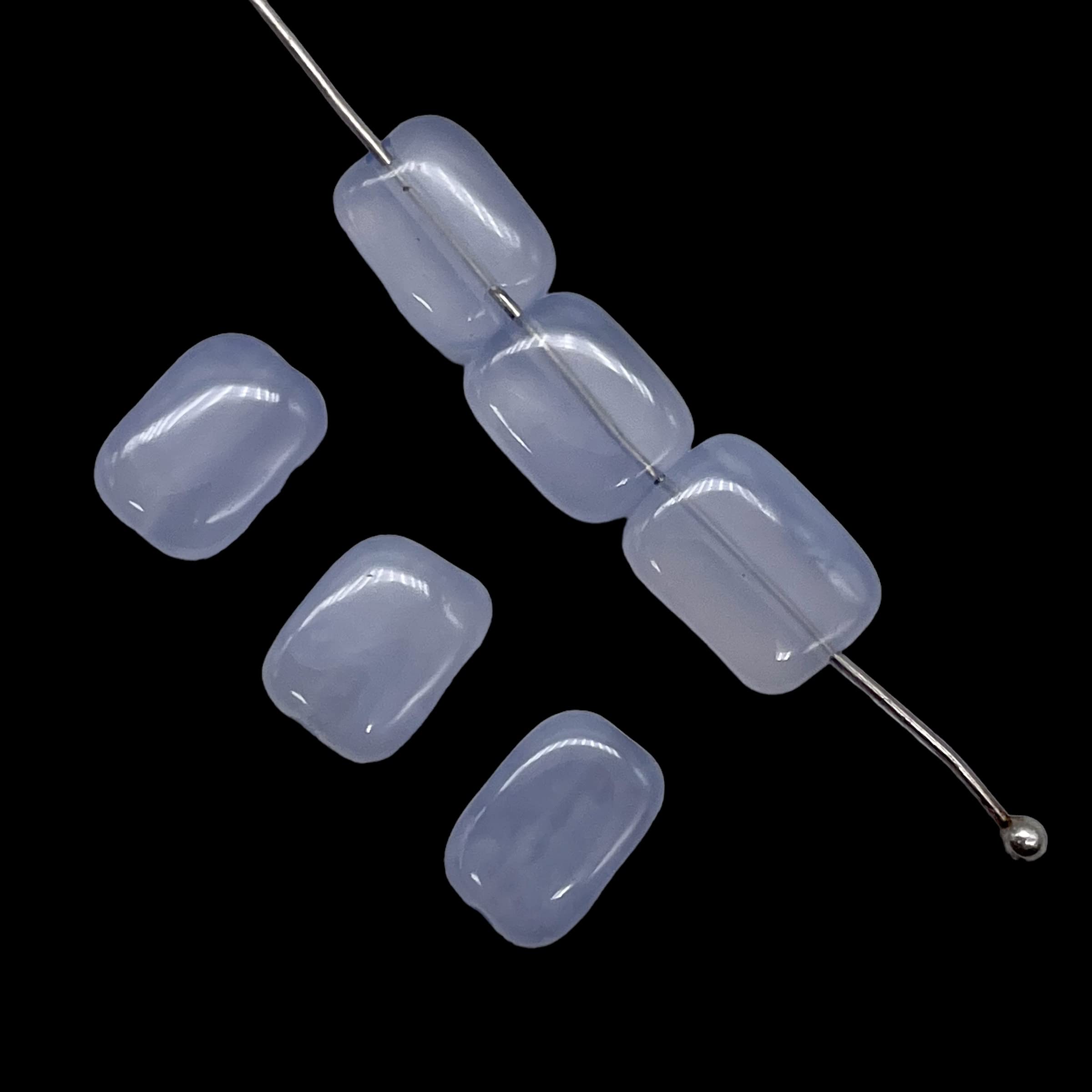 6 Blue Chalcedony Agate Rectangle Beads 9573 for DIY Jewelry Making - Perfect for Necklaces, Bracelets & Earrings