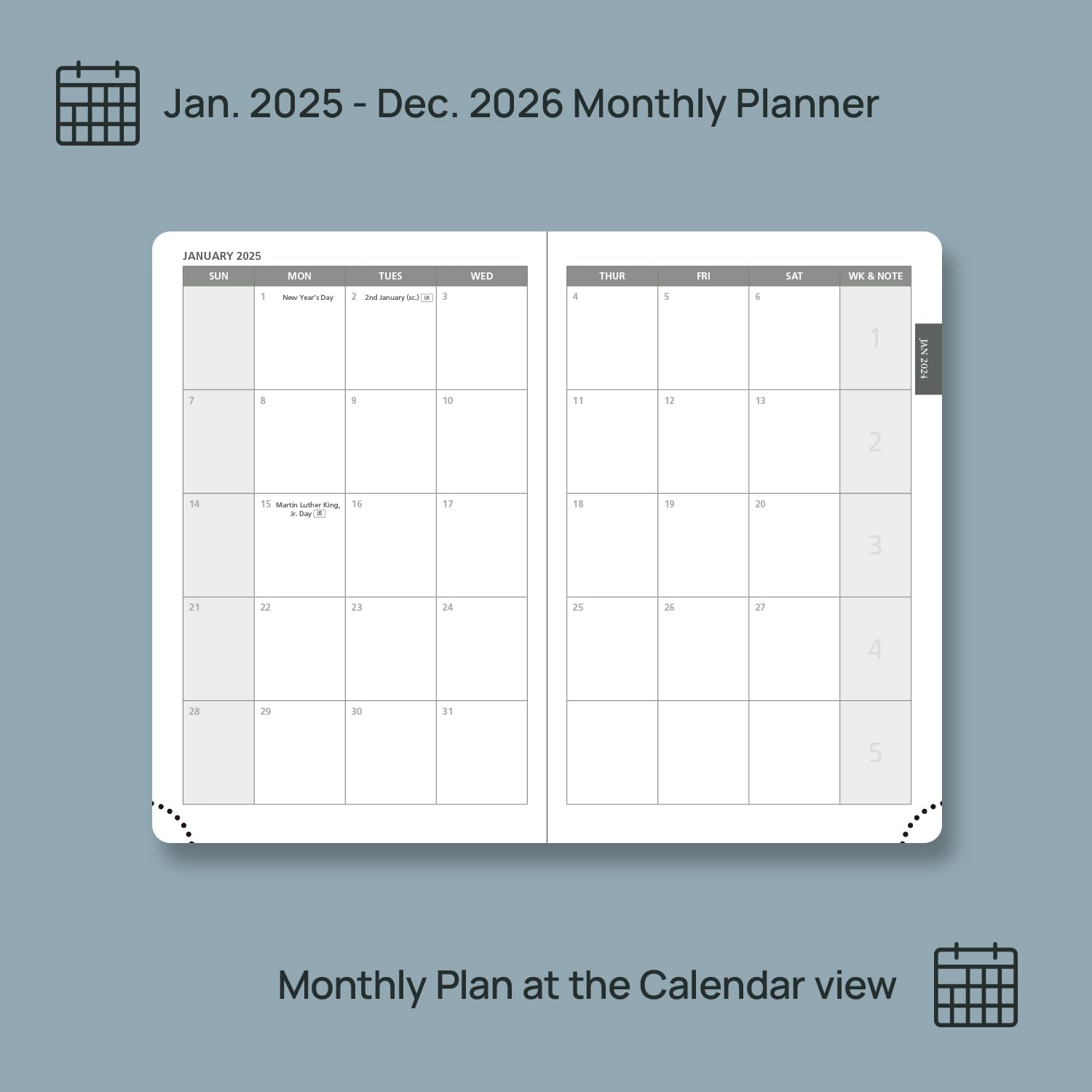 POPRUN 2025-2026 Monthly Planner - 2 Year Pocket Calendar (Jan 2025-Dec 2026) | 4