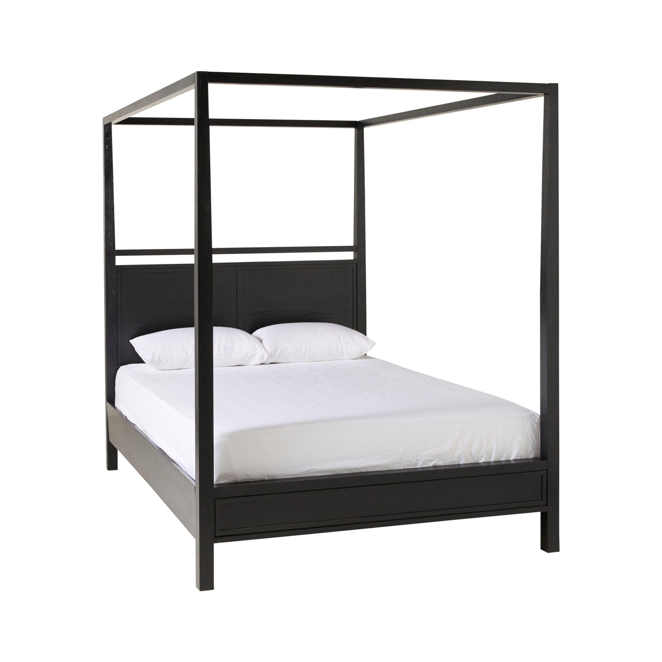 Avalon Queen Four Poster Bed Frame - Black Metal Canopy Bed for Bedroom, Master Suite, or Guest Room Decor