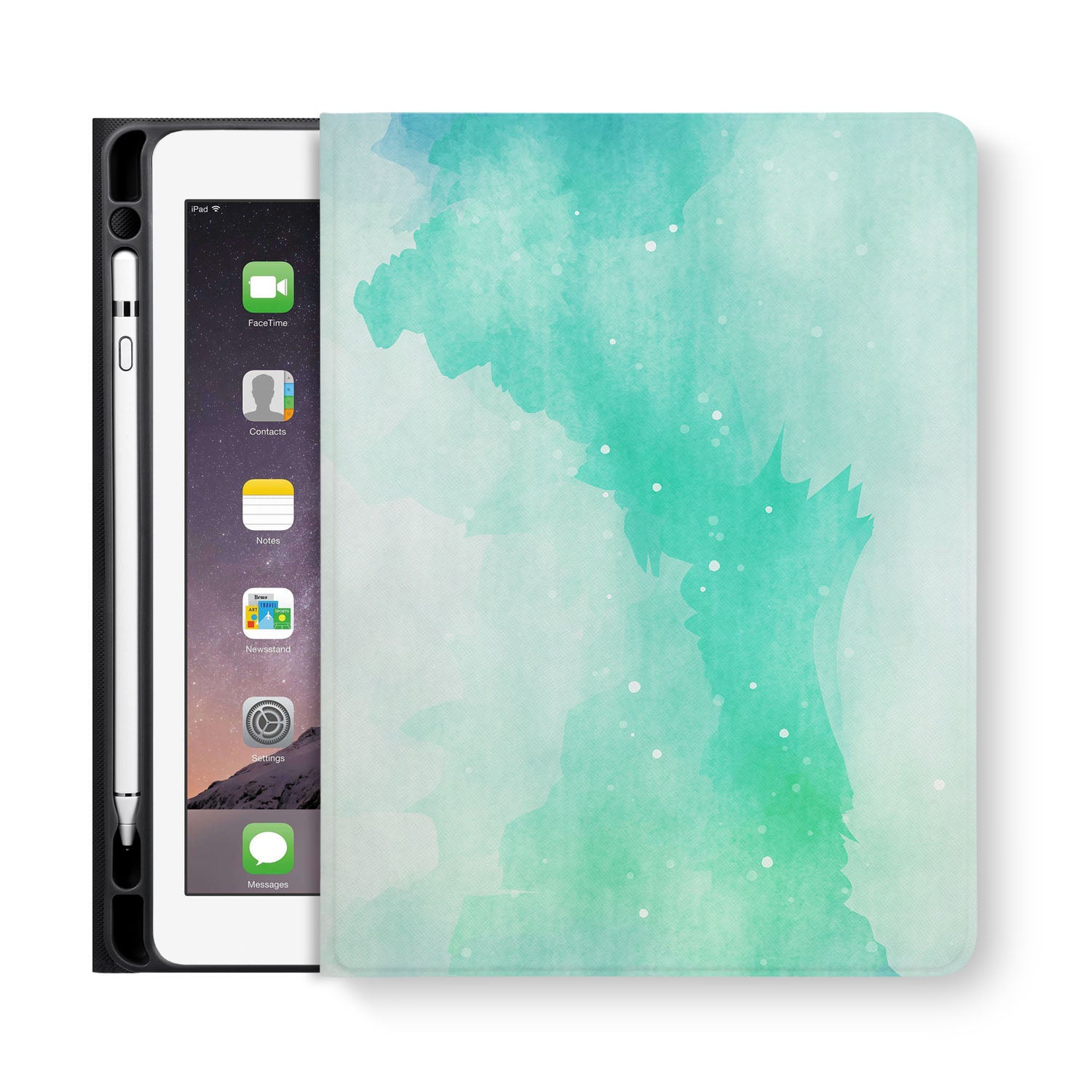 Premium iPad Folio Case with Abstract Watercolor Splash Design - Slim Protective Cover for iPad Pro/Air/Mini - Perfect for Work, Travel & Home Use