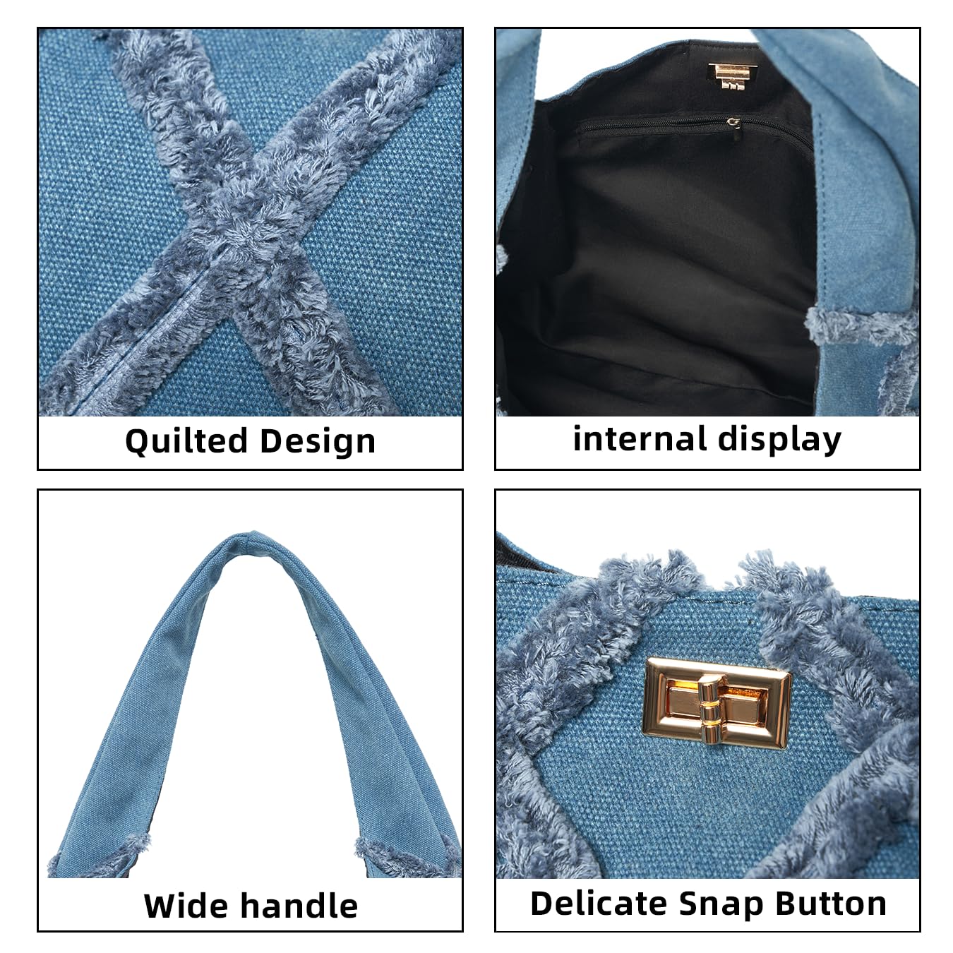 Stylish Denim Hobo Shoulder Bag for Women - Large Capacity Casual Canvas Tote Purse - Perfect for Work, Travel & Everyday Use