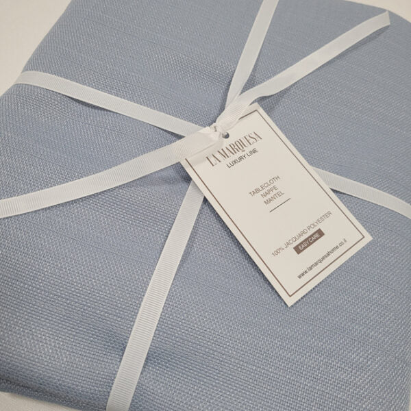 Altamira Baby Blue Tablecloth 70x157 Inches - Premium Washable Fabric for Dining Room, Party, Wedding & Holiday Decor