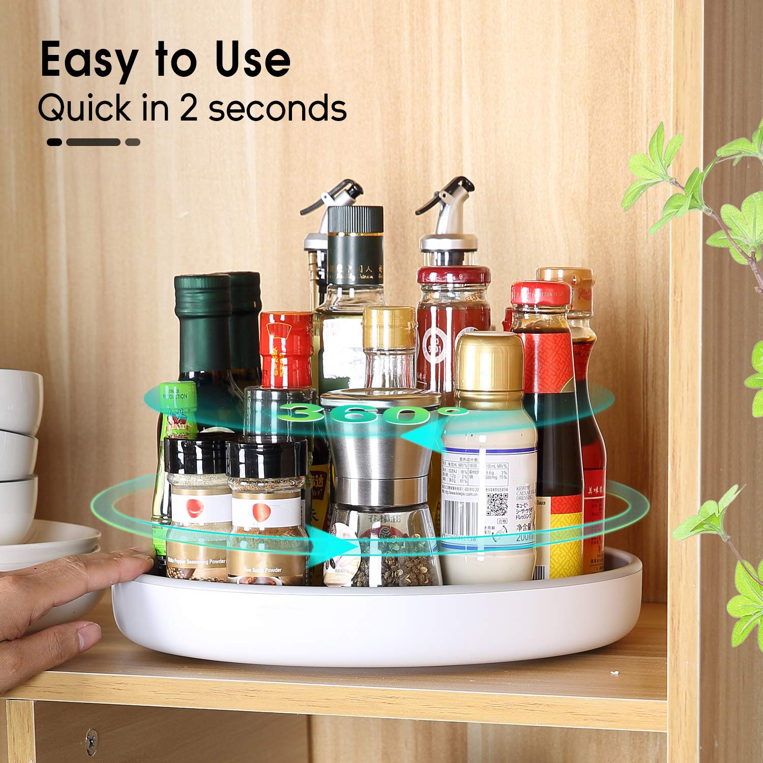 LAMY 10-Inch Lazy Susan Turntable Organizer - 360° Rotating Storage Solution for Kitchen Cabinets, Refrigerator, Pantry & Bathroom - Space Saving Organizer for Spices, Cosmetics & Dining Table Essentials - Durable Grey Plastic for Home & Office Use