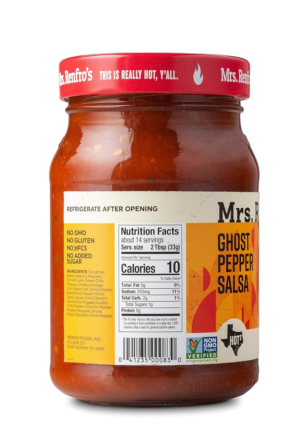 Mrs. Renfro Ghost Pepper Salsa - 16 oz (Pack of 5) | Spicy Hot Salsa for Tacos, Nachos & Chips | Authentic Mexican Flavor | Perfect for Parties & Game Nights