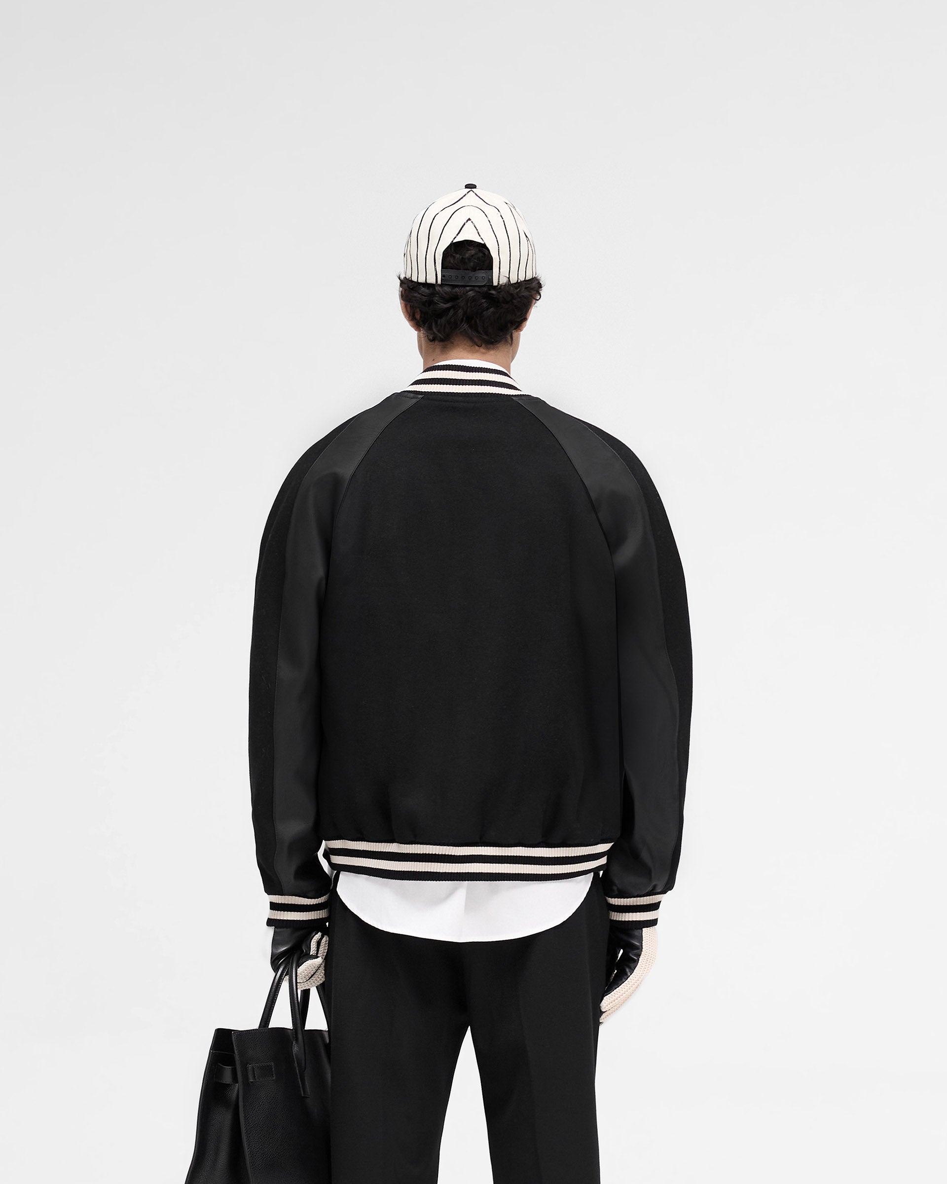 Men's Black Raglan Varsity Jacket - Baseball Style Sleeve Design - Casual Outerwear for Sports, School & Street Fashion