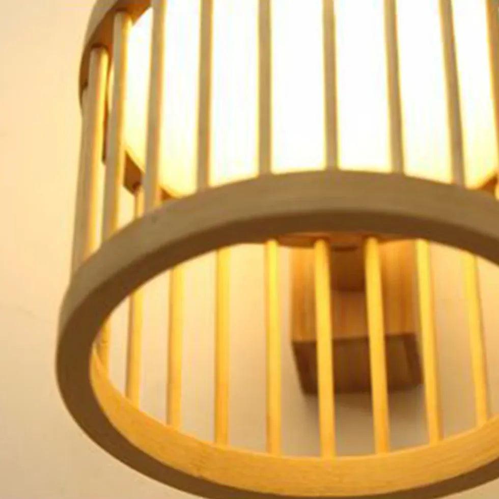 Rustic Wicker Wall Light Lantern - Handwoven Wooden Outdoor Sconce for Patio, Garden, Porch & Backyard Decor | Waterproof & Weather Resistant