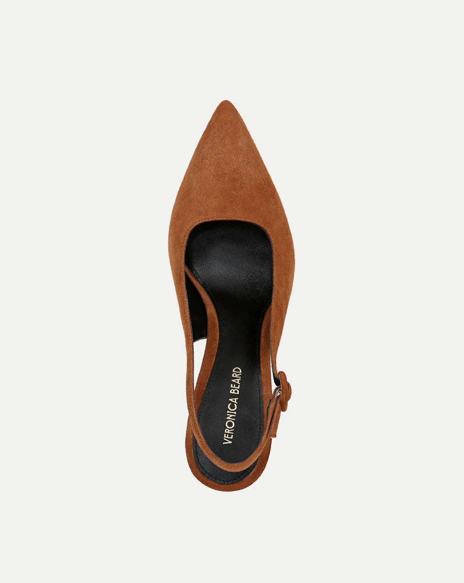 Callie Suede Slingback Pumps for Women - Comfortable Mid Heel Dress Shoes in Caramel Brown | Perfect for Office, Wedding & Evening Events