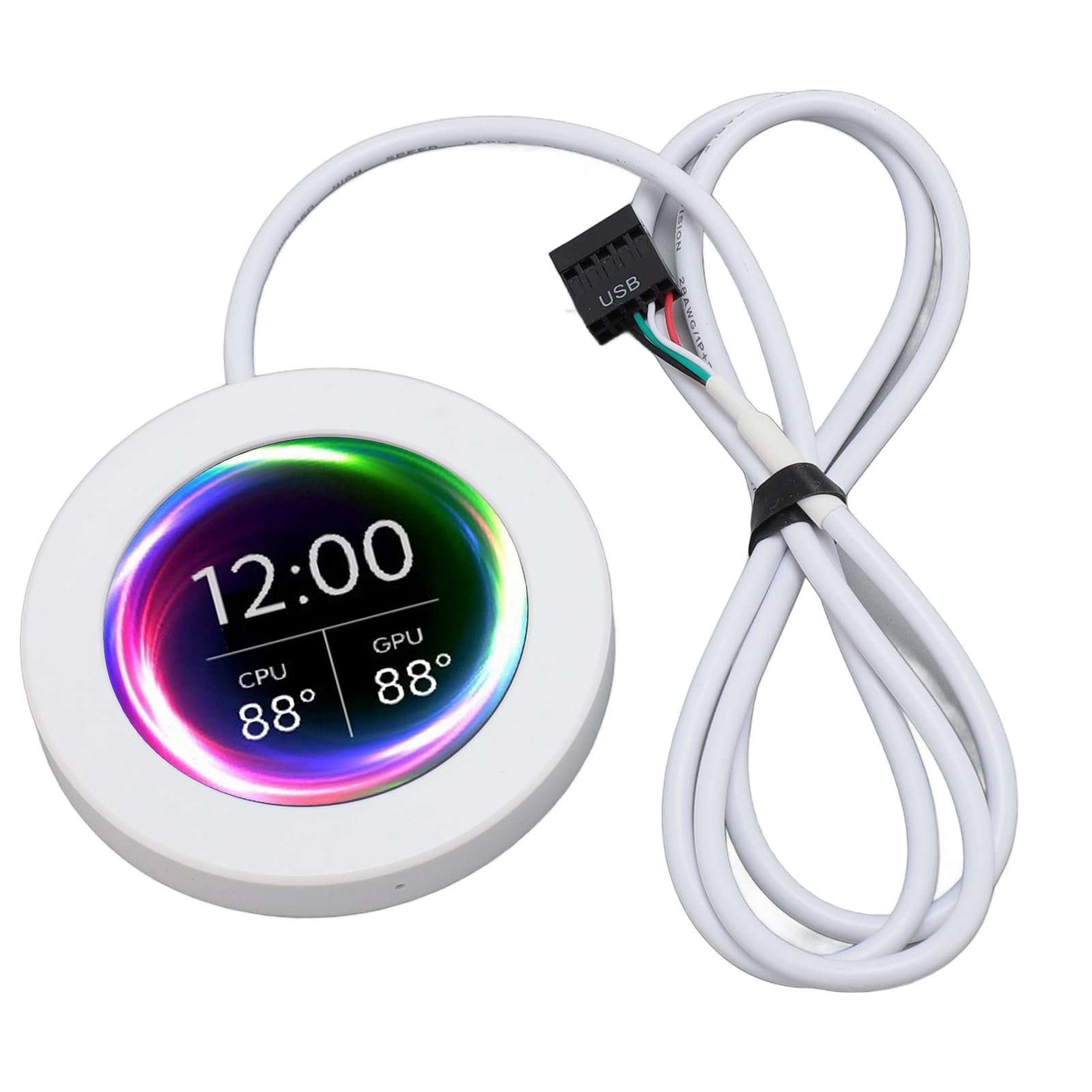Annadue 2.1 AIO Computer Temperature Monitor with LCD Display - CPU Cooler Upgrade Kit for PC Water Cooling Systems - AIDA64 Compatible Sensor Panel (White) - Perfect for Gaming PCs, Workstations & Custom Builds