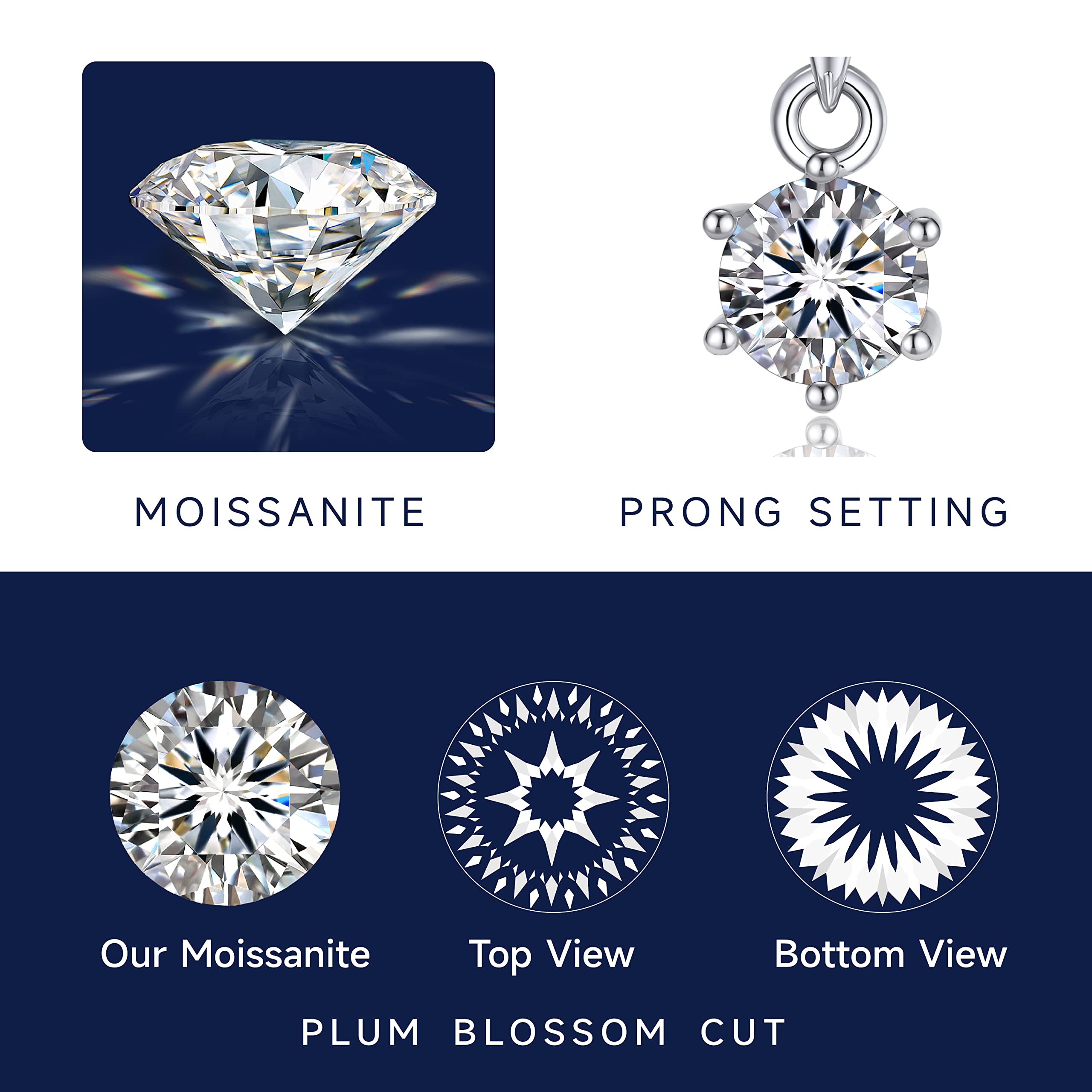 MomentWish 1/2 Carat Moissanite Necklace for Women - Lab Created Diamond Necklace in 925 Sterling Silver, Anniversary & Birthday Gift for Wife - Perfect for Christmas, Valentine's Day & Special Occasions