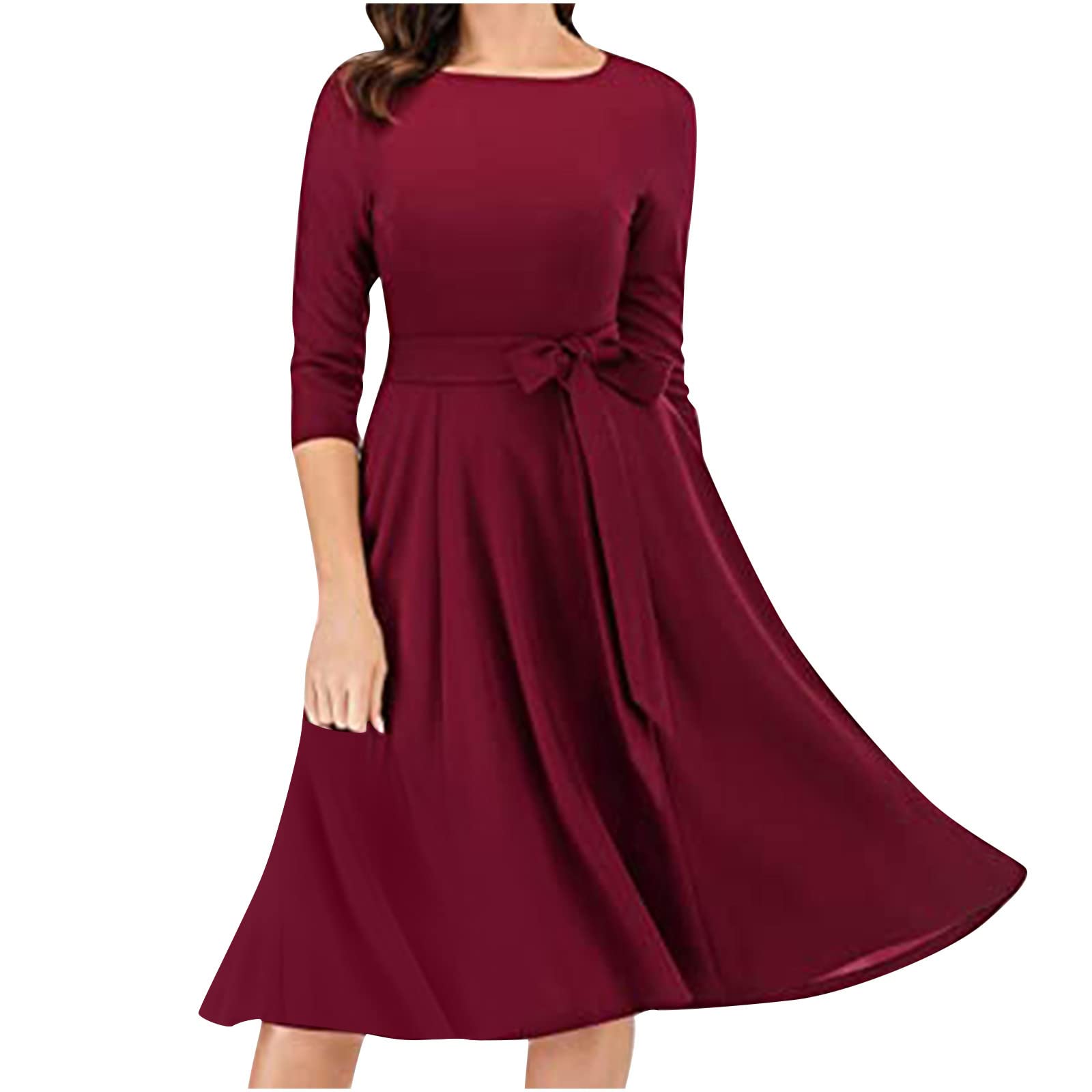 BONIXOOM Women's Floral Print Maxi Dress - Elegant Casual Round Neck Ruffled Ruched Slim Fit Office Dress for Work, Party & Summer Outings