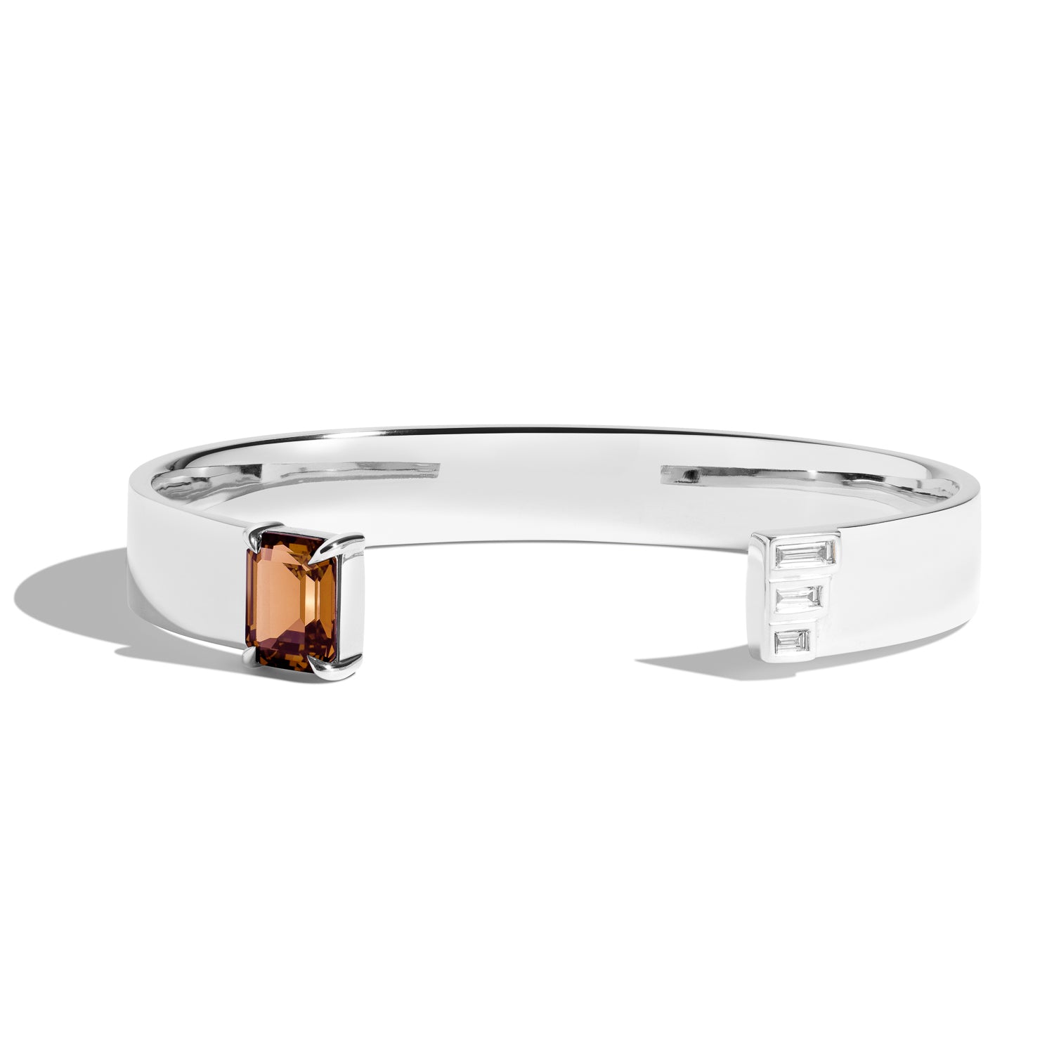 Emerald Cut Cuff Bracelet with Baguette Diamonds - Elegant Jewelry for Women, Perfect for Weddings & Special Occasions