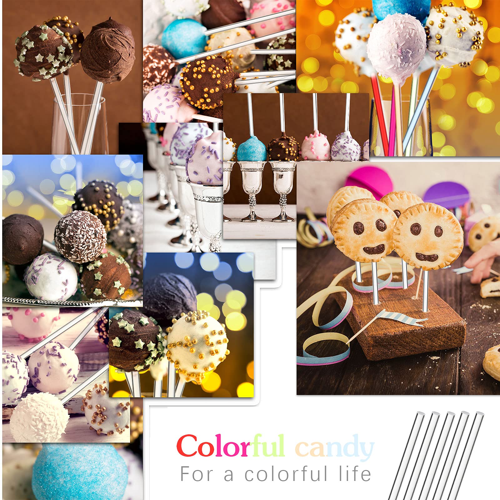 Zopeal 200-Pack Clear Acrylic Lollipop Sticks 6 Inch - Premium Cake Pop Sticks for Candy Making, Chocolate Dipping, Wedding Favors, Halloween & Christmas Treats - Perfect for DIY Desserts, Party Decorations and Baking Supplies
