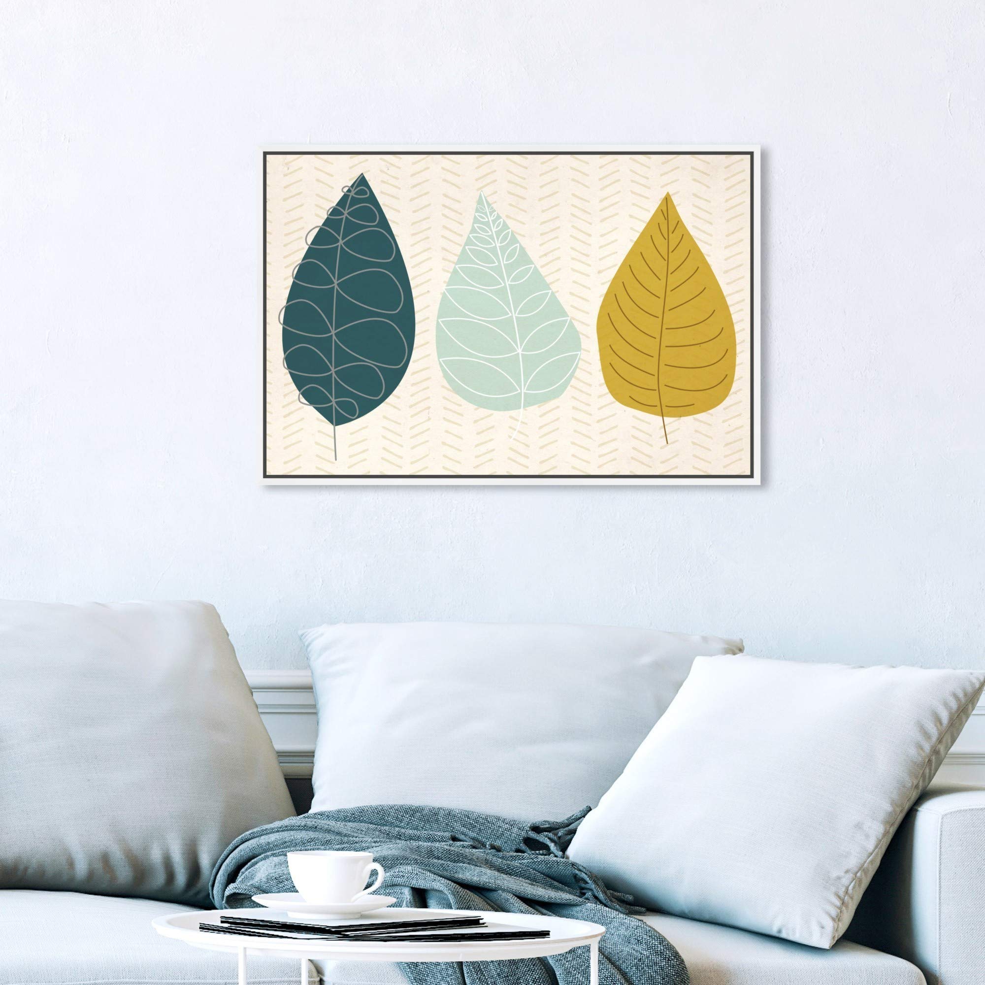 Oliver Gal Artist Co. 'World of Leaves' Floral Framed Canvas Wall Art - 24x16 Inch Green & Yellow Botanical Print for Living Room, Bedroom & Office Décor