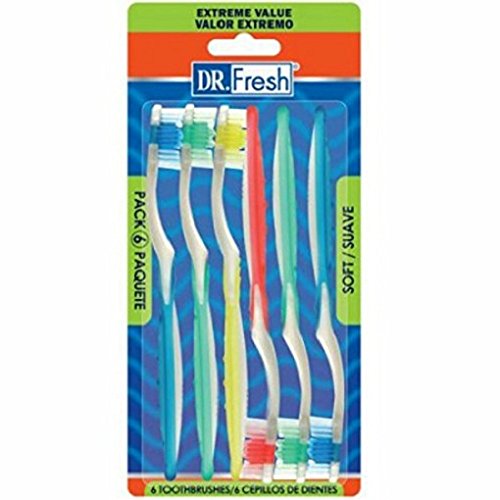 Dr. Fresh Extreme Value Soft Toothbrushes - 6 Pack | Gentle Dental Care for Sensitive Teeth & Gums | Perfect for Travel, Home & Office Use