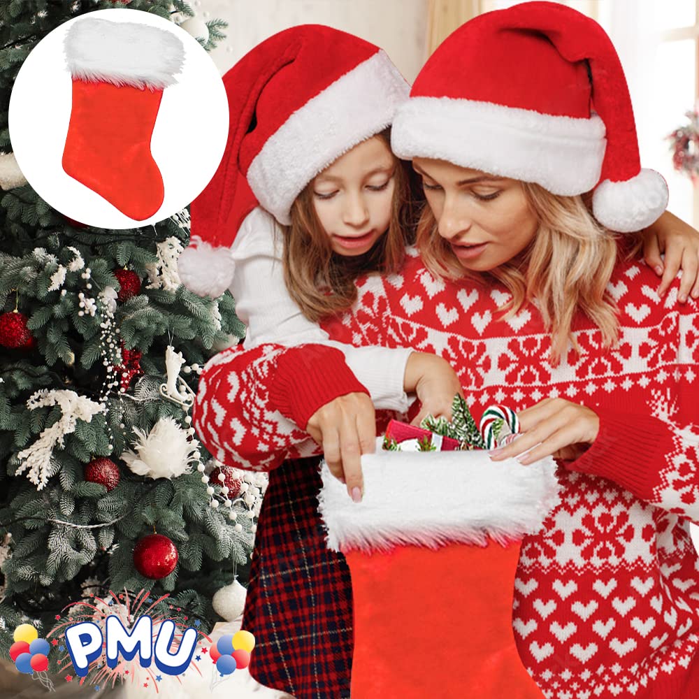 Premium Christmas Velvet Plush Hat & Stocking Set - Professional Quality Santa Hat with Stocking for Holiday Decorations, Xmas Party, Family Photos & Festive Gift Giving