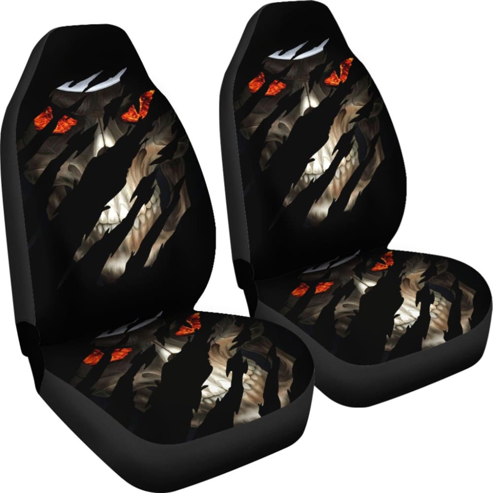 2 Pcs Gothic Skull Car Seat Covers - Universal Fit for Cars, Trucks & SUVs - Black Skull Design for Halloween, Gothic Style & Car Accessories - Perfect for Themed Parties, Car Shows & Custom Vehicle Decor