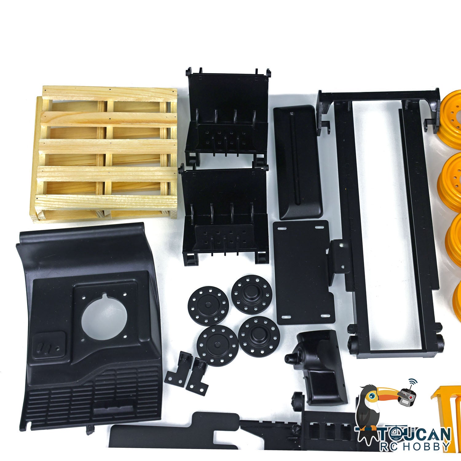 1/14 Scale LESU RC Forklift Kit - Metal Painted Unassembled Model with Warning Lights, Sound System & Electronic Servo Motor - DIY Construction Vehicle for Collectors & Hobbyists
