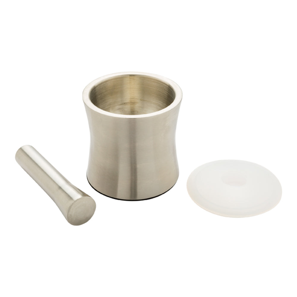 Premium 5-Piece Stainless Steel Mortar and Pestle Set - Non-Slip Base with Plastic Lid, 7