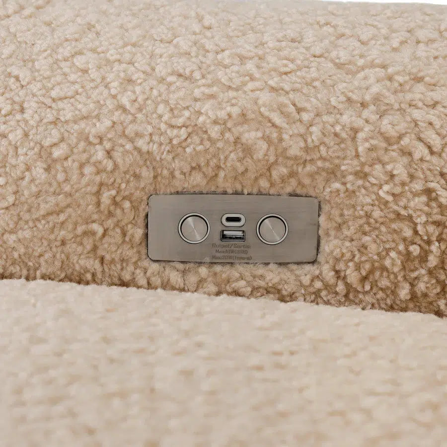 Babyletto Sunday Electronic Glider and Recliner Chair - Luxe Chai Shearling Upholstery with Dark Wood Base for Nursery, Breastfeeding, and Relaxation