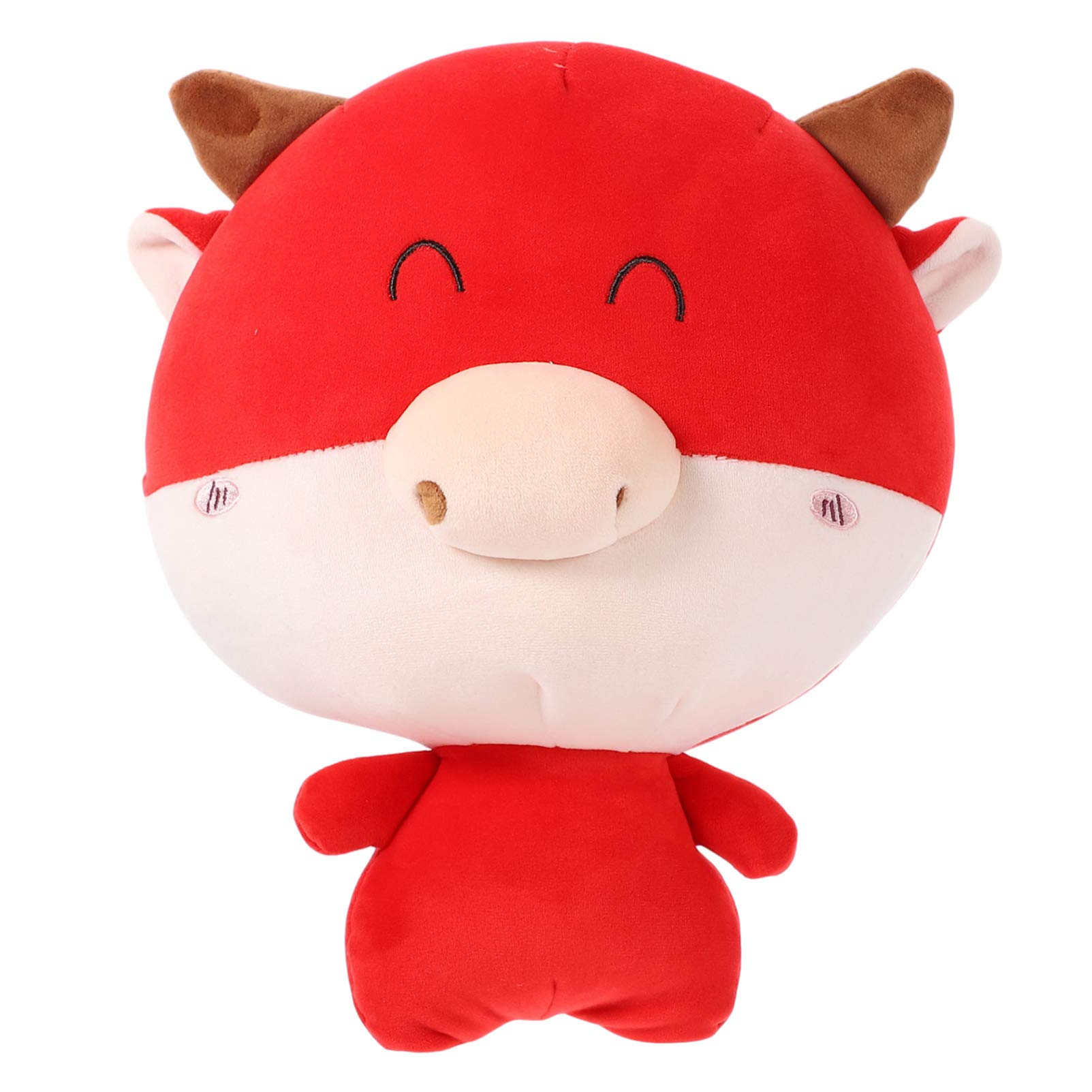 PRETYZOOM Chinese Zodiac Ox Plush Toy - Soft Stuffed Cow Animal Pillow, Cute Farm Animal Doll for Kids Boys Girls - 2021 Chinese New Year Gift for Home Decor, Birthday Party & Nursery Room Decorations