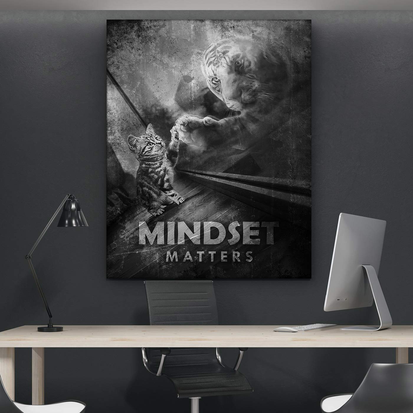 Inspiring Motivational Wall Art Canvas Print - Mindset Matters Tiger Design (40