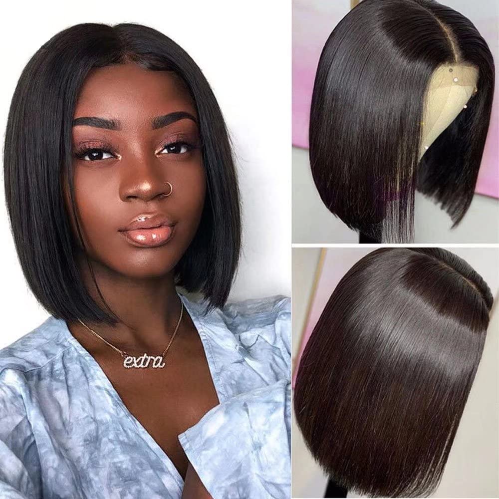 Imeya 12 Inch Straight Bob Lace Front Wig - 150% Density Brazilian Virgin Human Hair for Black Women - 13x6 HD Transparent Lace with Pre-Plucked Hairline & Baby Hair - Glueless Short Bob Wig for Daily Wear, Parties & Special Occasions