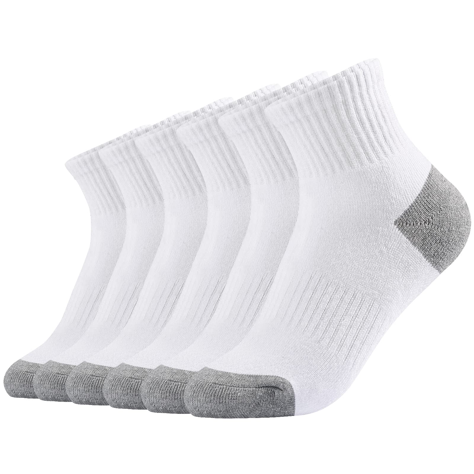LO SHOKIM Women's Athletic Running Socks - 6 Pairs Ankle Socks with Cushion Support, Breathable Thick Cotton Sports Socks for Jogging, Gym Workouts & Everyday Comfort