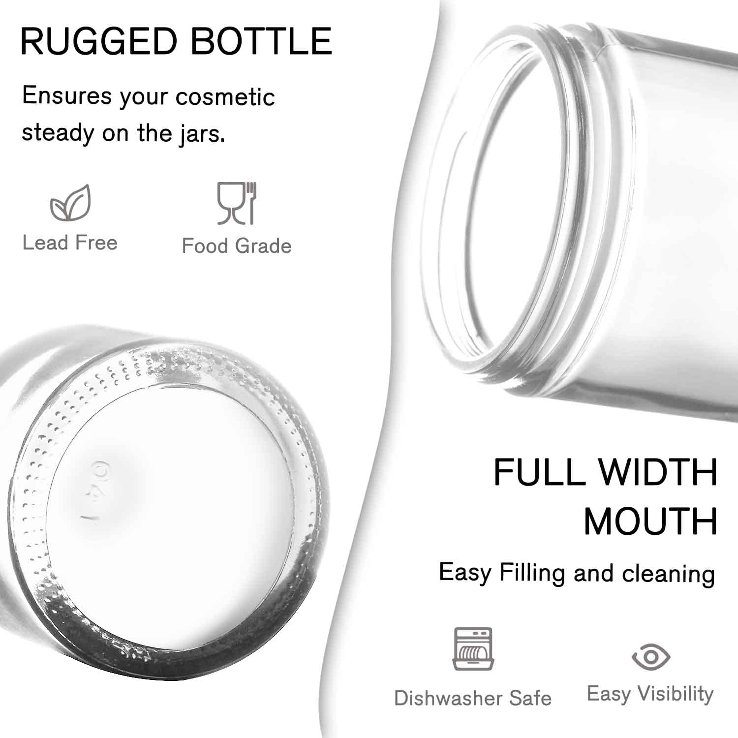 4 Pack 1oz Small Glass Jars with Airtight White Lids & Inner Liners - Mini Travel Containers for Cosmetics, Slime, Creams, Lotions - Perfect for Makeup Storage, DIY Projects & Toiletries Travel Kit