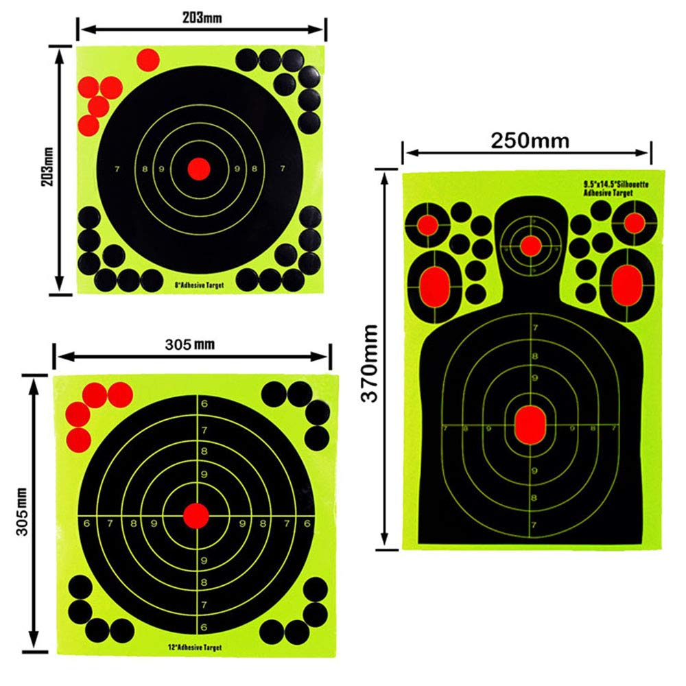 30-Piece Fluorescent Reactive Splatter Target Stickers for Outdoor BB Gun, Airsoft & Paintball Tactical Training | High-Visibility Shooting Practice | Adhesive Paper Silhouette Targets for Range Practice & Marksmanship Drills