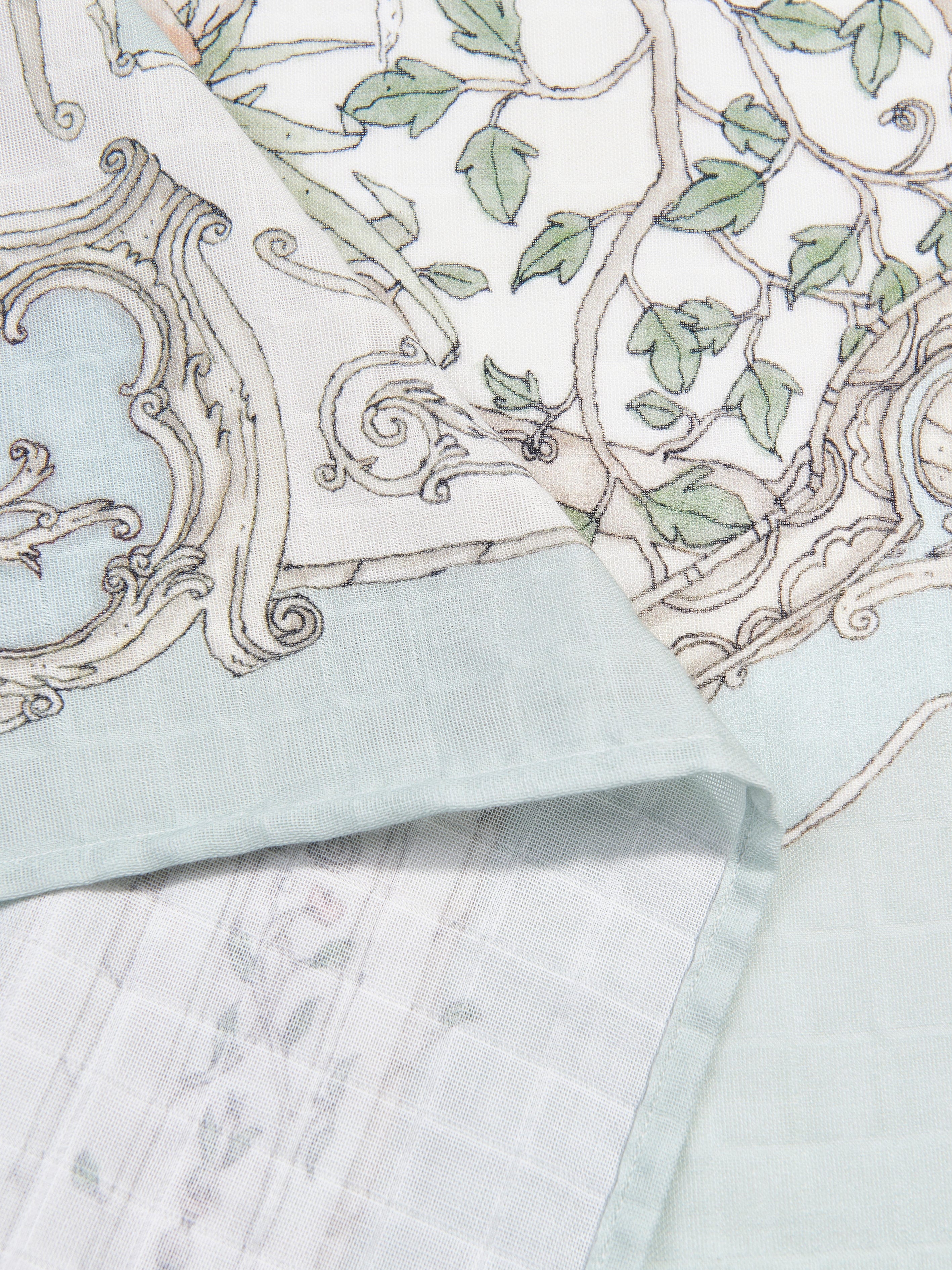 Atelier Choux Baby Tapestry Swaddle Blanket - 100cm Soft Organic Cotton Green Swaddling Wrap for Newborns | Perfect for Nursery, Photography & Gift Giving