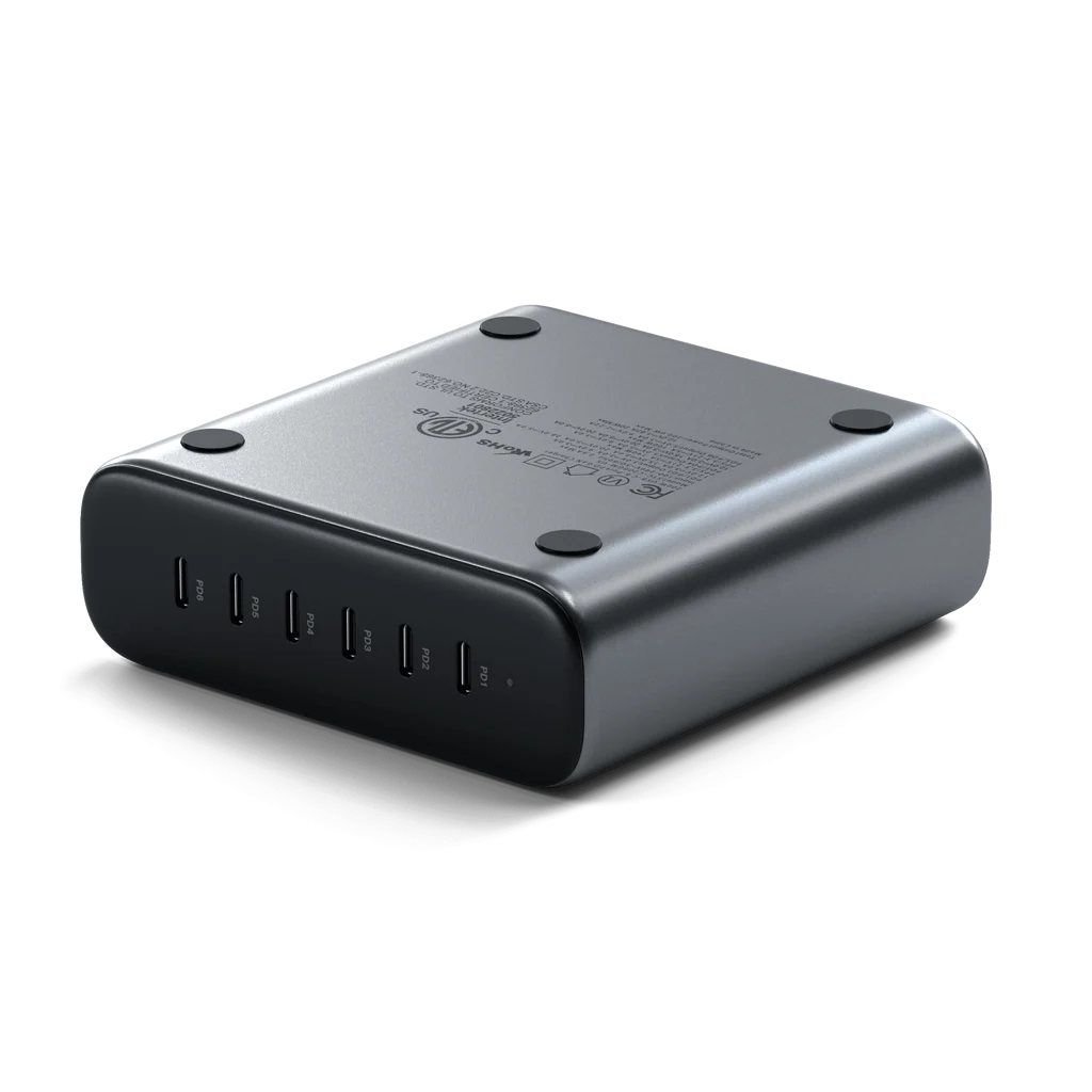 Satechi 200W USB C GaN Charger with 6 Ports - Fast Charging for MacBook, iPhone, iPad, Laptop & More - Perfect for Home, Office & Travel
