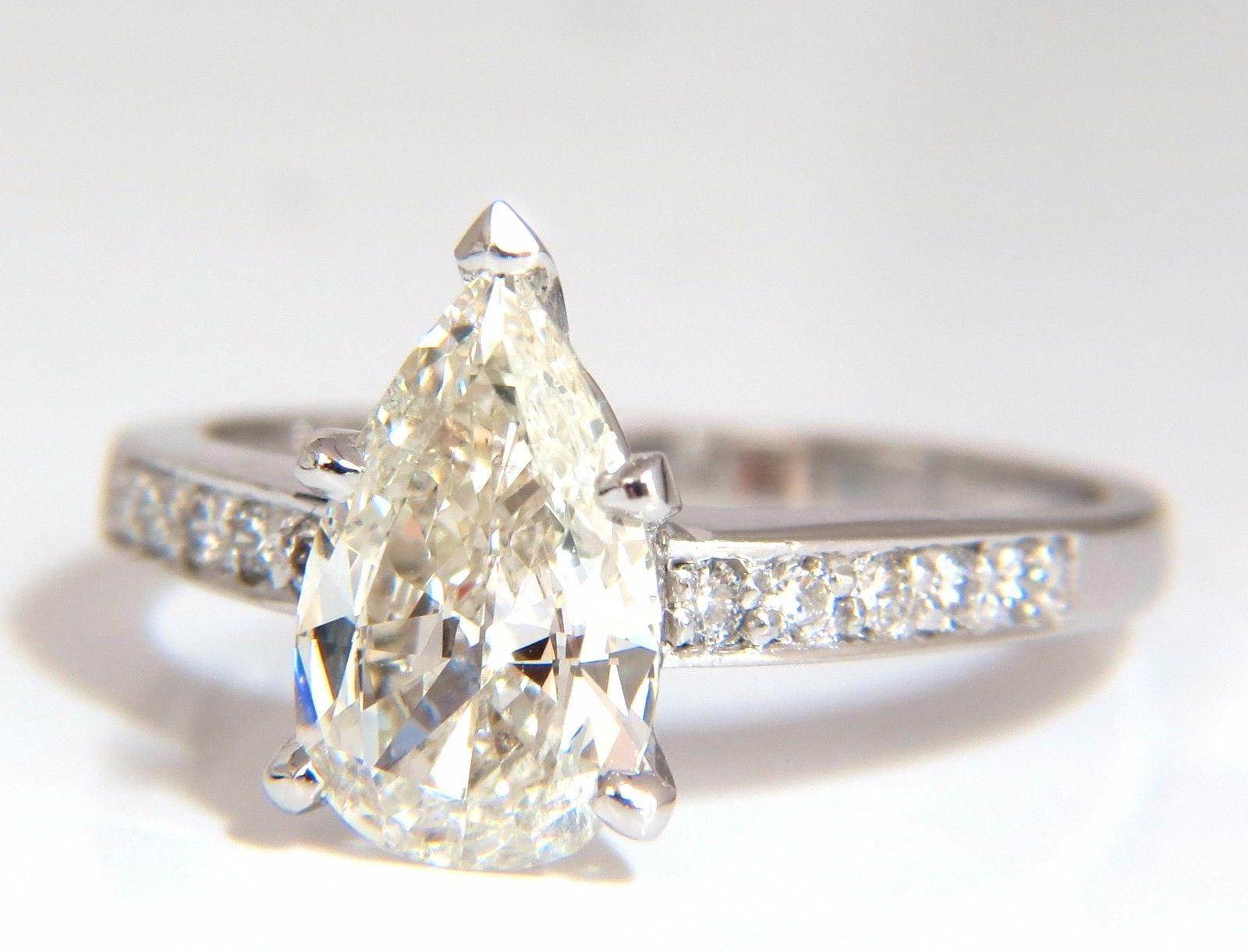 GIA Certified 1.49ct Pear Shape Diamond Ring with 0.20ct Round Accents in 14K Gold - Perfect for Engagement, Wedding & Anniversary Gifts