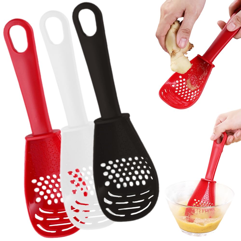 Premium 3-Piece Kitchen Cooking Spoon Set - Food Grade, Heat-Resistant Slotted & Solid Spoons for Draining, Mashing, Grating - Ideal for Cooking, Baking, Frying & Serving Pasta, Soup & Vegetables