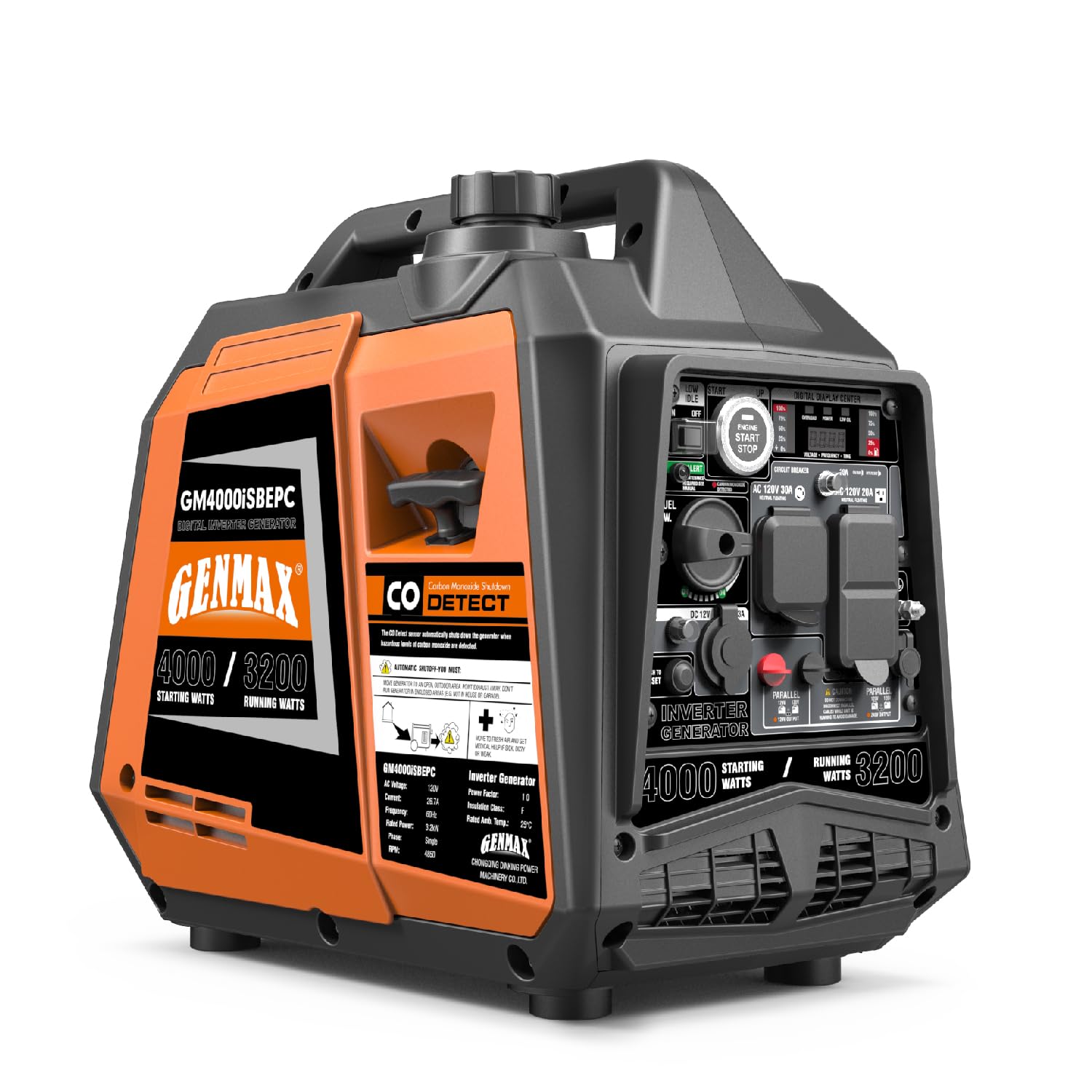GENMAX Portable Inverter Generator - EPA Compliant, Eco-Mode, Ultra Lightweight & Quiet - Perfect for Home Backup Power, RV Camping & Outdoor Adventures
