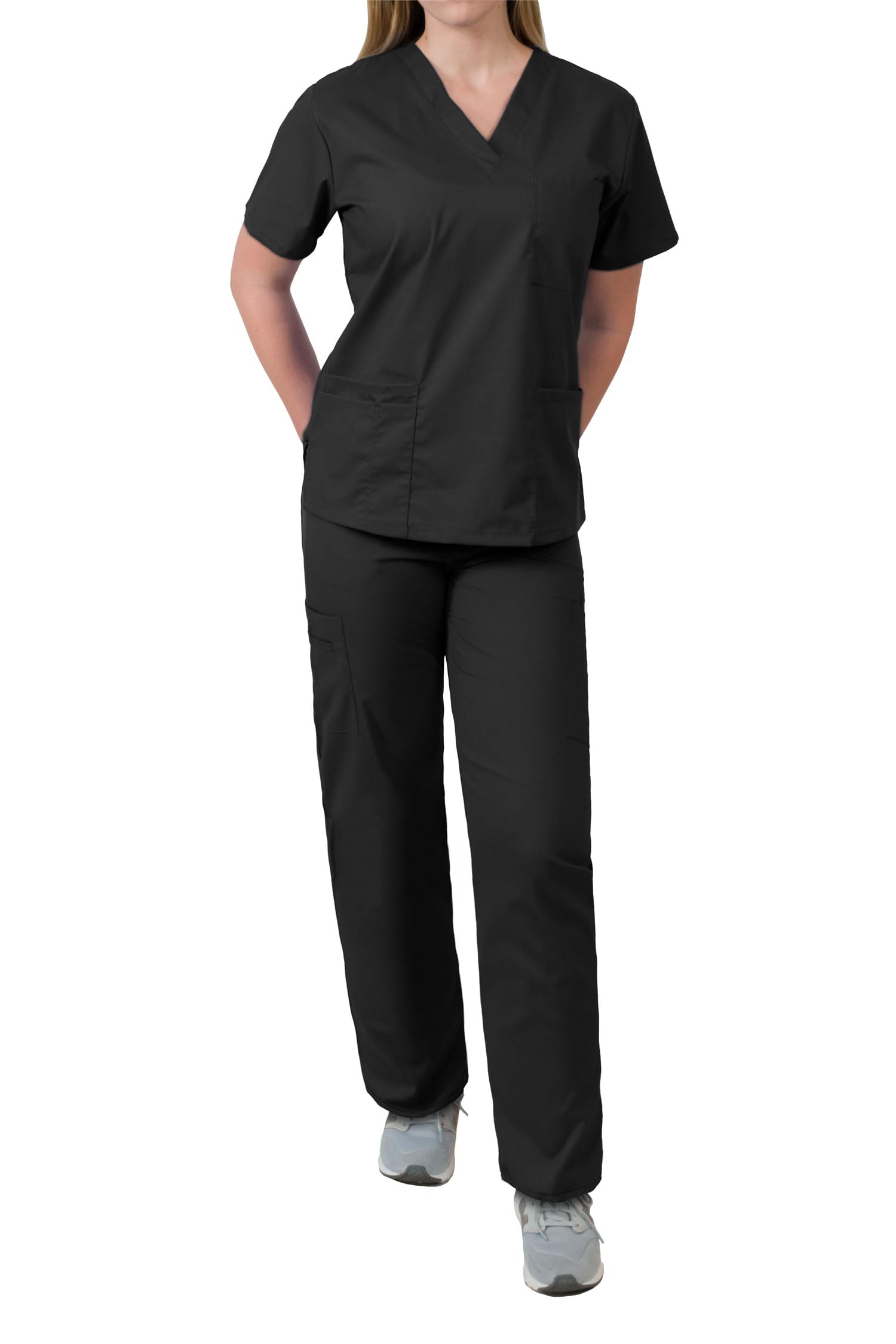 Medgear Women's Scrubs Set - 4 Pocket Top & Multi-Pocket Pants Medical Uniform for Nurses & Healthcare Professionals | Comfortable Workwear for Hospitals & Clinics
