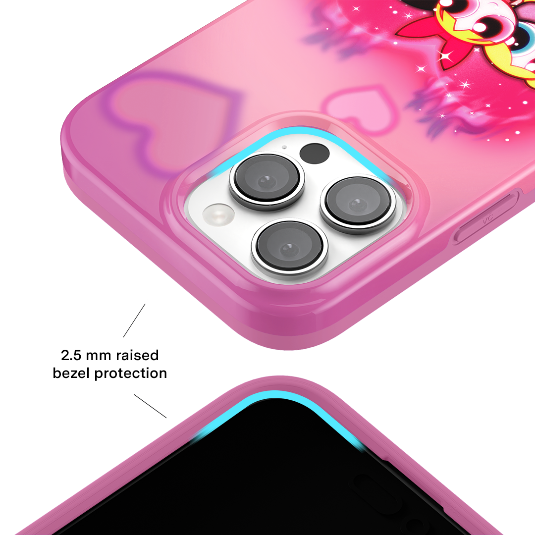The Powerpuff Girls Airbrush Hearts iPhone Case - Cute Cartoon Character Phone Cover for iPhone 13/14/15 Pro Max - Perfect Gift for Girls & Fans - School, Work, Travel Protection