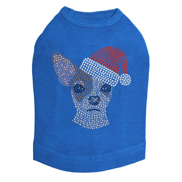Chihuahua Face with Santa Hat Dog Tank Top - Cute Christmas Pet Apparel for Small Dogs - Perfect for Holiday Photos & Festive Outfits