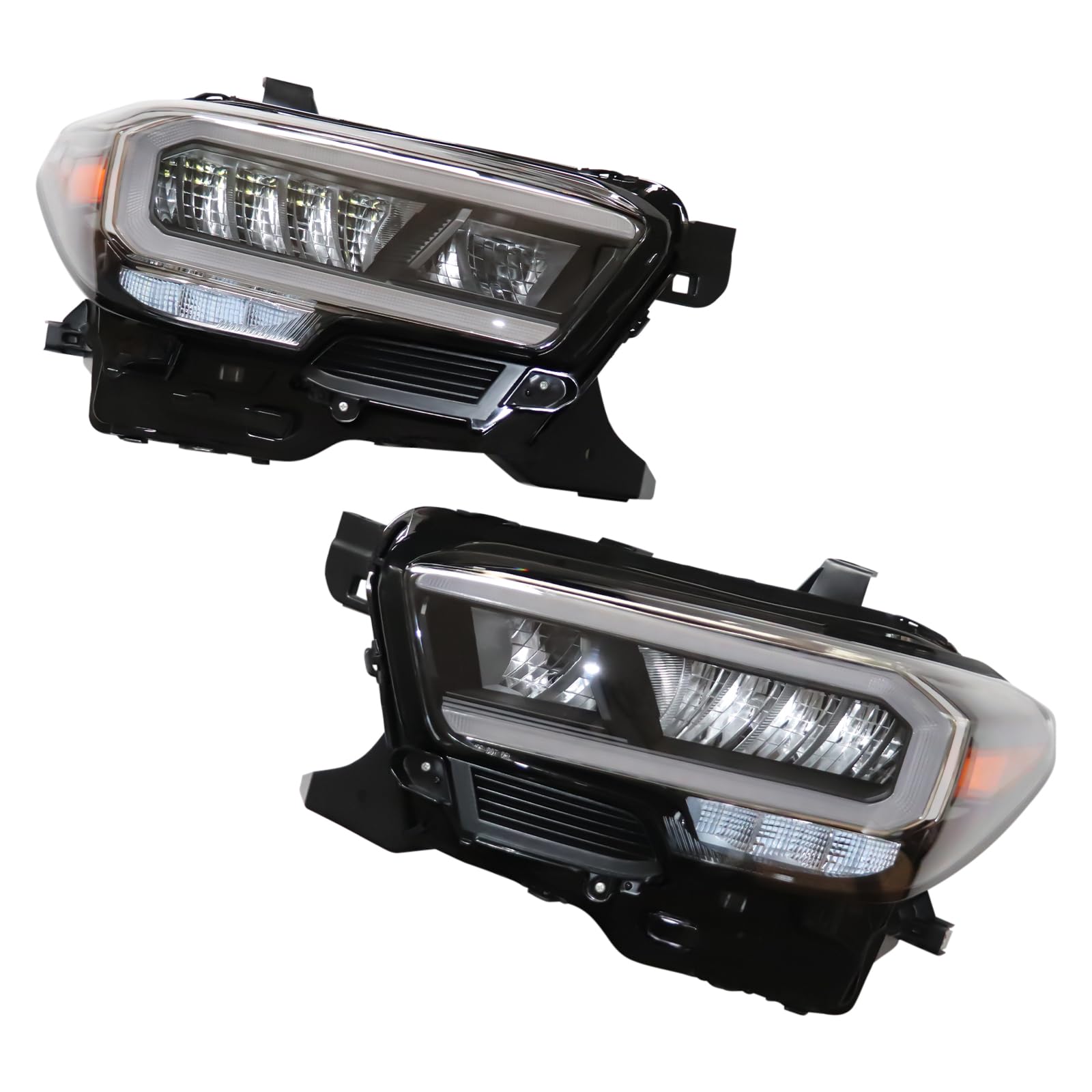 2016-2023 Toyota Tacoma LED Projector Headlights with White LED Light Bar & Sequential Turn Signals - Upgrade for Off-Roading, Night Driving & Custom Look