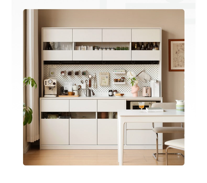 Solid Poplar Wood Wall-Mounted Cream Style Dining Sideboard - Perfect for Small Spaces, Kitchens, and Dining Rooms