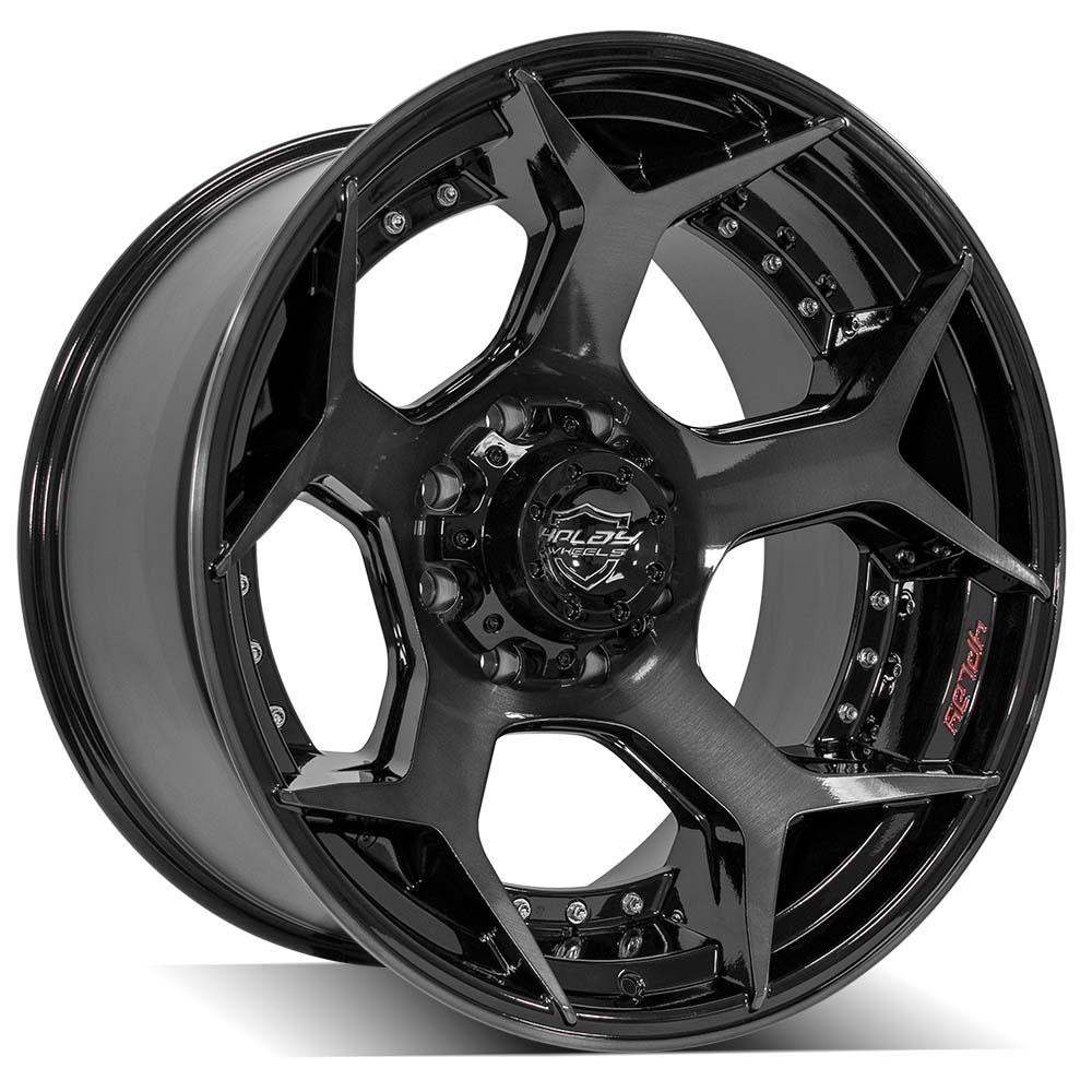 4Play Gen2 4P50 Gloss Black Wheels with Brushed Face & Tinted Clear - 22x12.0 44 Offset 8x180mm Bolt Pattern 124.1mm Hub - Perfect for Off-Road Trucks, SUVs, and Custom Builds