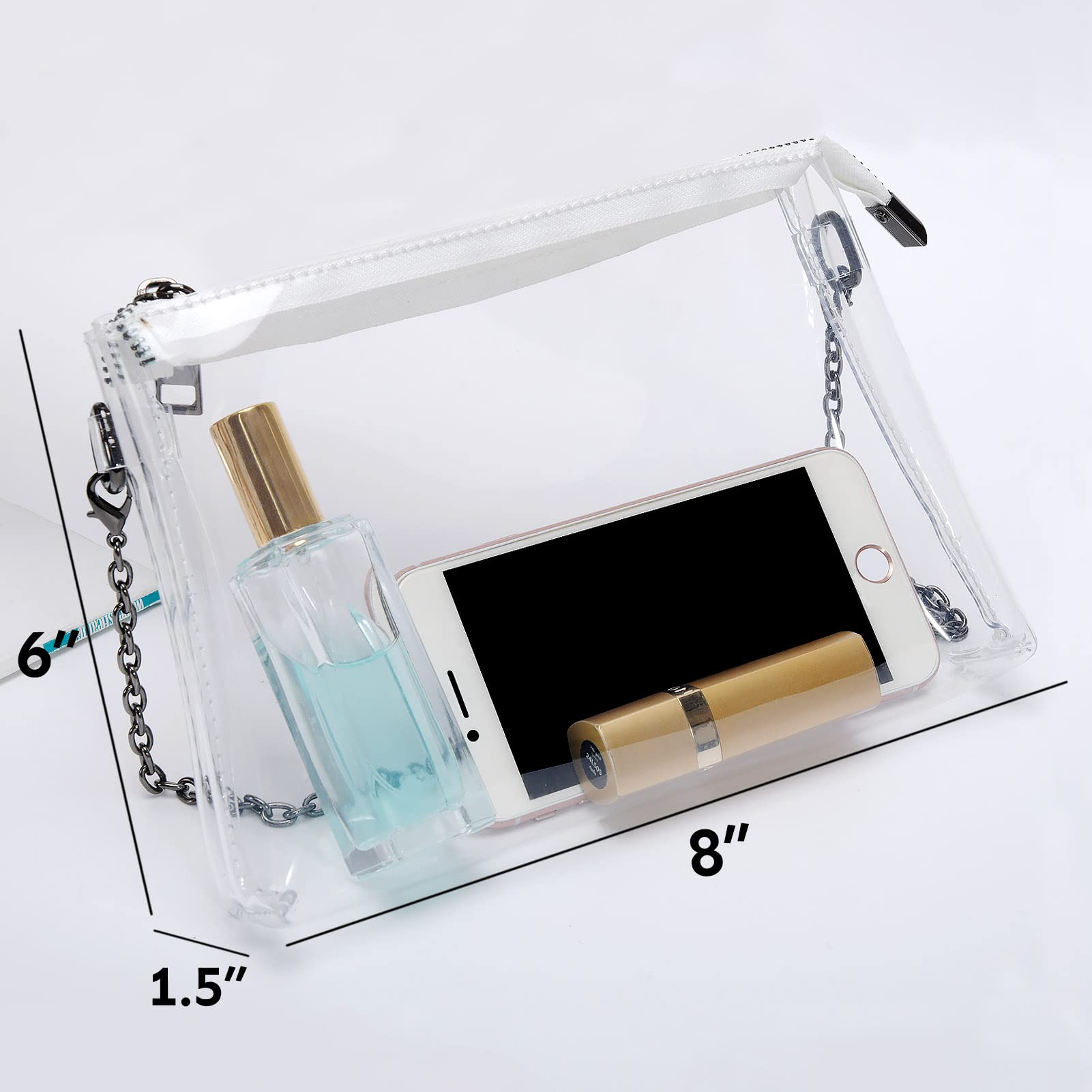 Lorbro Clear Purse for Women - Stadium Approved Transparent Crossbody Bag with Secure Zipper Closure | Perfect for Concerts, Sports Events & Travel | Fashionable & Functional Clear Handbag