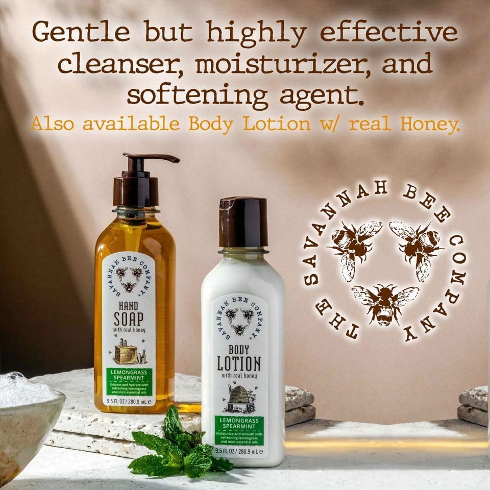Savannah Bee Company Natural Liquid Hand Soap with Essential Oils | Moisturizing & Antibacterial | Perfect for Home, Office & Travel Use